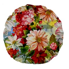 Painted Flowers Texture, Floral Background Large 18  Premium Flano Round Cushions by nateshop