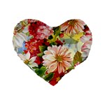 Painted Flowers Texture, Floral Background Standard 16  Premium Flano Heart Shape Cushions Front