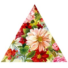 Painted Flowers Texture, Floral Background Wooden Puzzle Triangle by nateshop