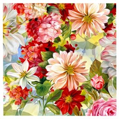 Painted Flowers Texture, Floral Background Wooden Puzzle Square by nateshop