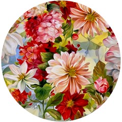 Painted Flowers Texture, Floral Background Uv Print Round Tile Coaster by nateshop