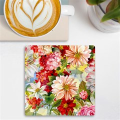 Painted Flowers Texture, Floral Background Uv Print Square Tile Coaster  by nateshop