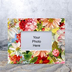 Painted Flowers Texture, Floral Background White Tabletop Photo Frame 4 x6  by nateshop