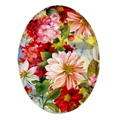 Painted Flowers Texture, Floral Background Oval Glass Fridge Magnet (4 Pack) by nateshop