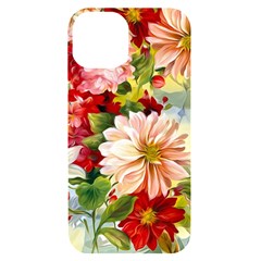 Painted Flowers Texture, Floral Background Iphone 14 Black Uv Print Case by nateshop