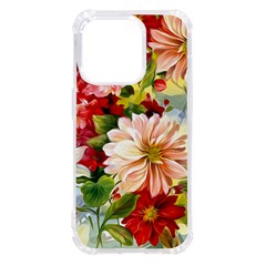 Painted Flowers Texture, Floral Background Iphone 14 Pro Tpu Uv Print Case by nateshop