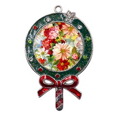 Painted Flowers Texture, Floral Background Metal X mas Lollipop With Crystal Ornament by nateshop