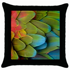 Parrot Feathers Texture Feathers Backgrounds Throw Pillow Case (black) by nateshop