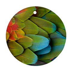 Parrot Feathers Texture Feathers Backgrounds Ornament (round) by nateshop