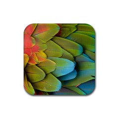 Parrot Feathers Texture Feathers Backgrounds Rubber Coaster (square) by nateshop