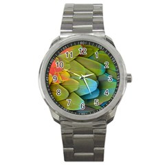 Parrot Feathers Texture Feathers Backgrounds Sport Metal Watch by nateshop