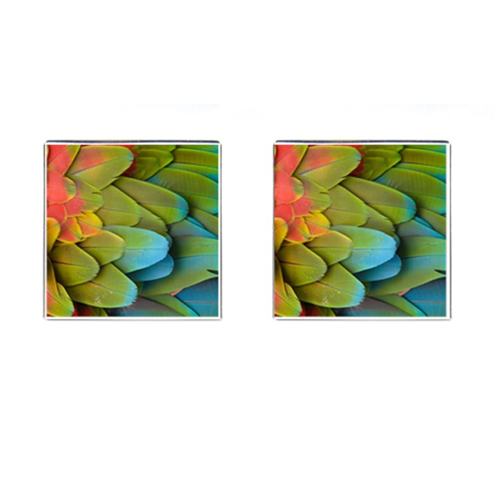 Parrot Feathers Texture Feathers Backgrounds Cufflinks (Square)