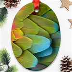 Parrot Feathers Texture Feathers Backgrounds Oval Ornament (Two Sides) Front