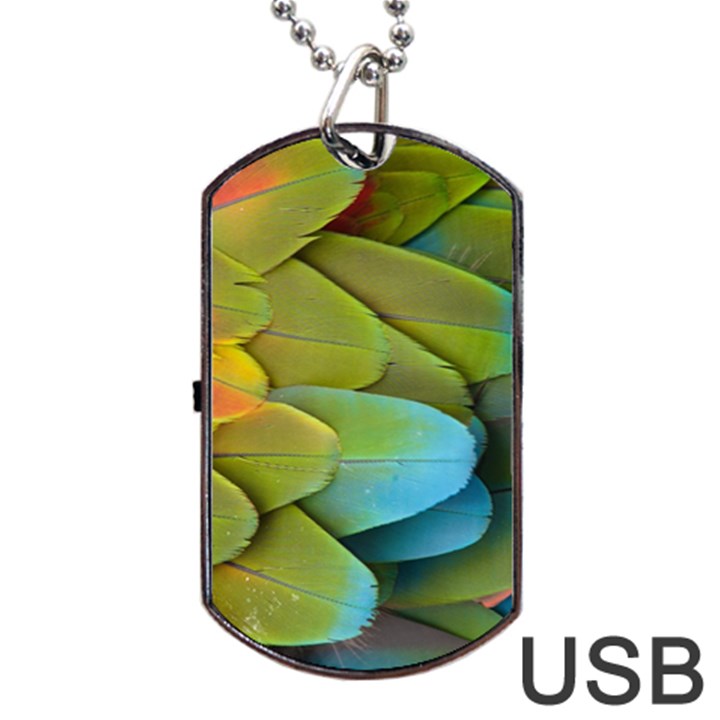 Parrot Feathers Texture Feathers Backgrounds Dog Tag USB Flash (Two Sides)