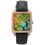 Parrot Feathers Texture Feathers Backgrounds Rose Gold Leather Watch  Front