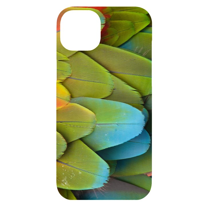 Parrot Feathers Texture Feathers Backgrounds iPhone 14 Plus Black UV Print Case