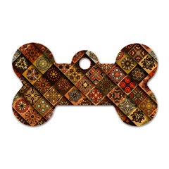 Pattern, Abstract, Texture, Mandala Dog Tag Bone (two Sides) by nateshop