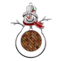 Pattern, Abstract, Texture, Mandala Metal Snowman Ornament by nateshop