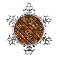 Pattern, Abstract, Texture, Mandala Metal Large Snowflake Ornament by nateshop