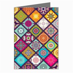 Pattern, Colorful, Floral, Patter, Texture, Tiles Greeting Card by nateshop