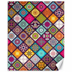 Pattern, Colorful, Floral, Patter, Texture, Tiles Canvas 11  X 14  by nateshop