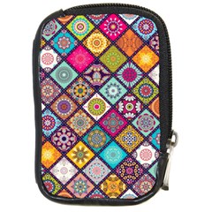 Pattern, Colorful, Floral, Patter, Texture, Tiles Compact Camera Leather Case by nateshop