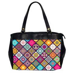 Pattern, Colorful, Floral, Patter, Texture, Tiles Oversize Office Handbag (2 Sides)