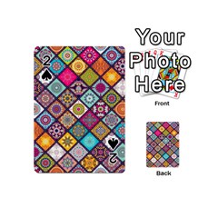 Pattern, Colorful, Floral, Patter, Texture, Tiles Playing Cards 54 Designs (mini) by nateshop