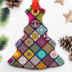 Pattern, Colorful, Floral, Patter, Texture, Tiles Christmas Tree Ornament (two Sides) by nateshop