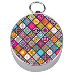 Pattern, Colorful, Floral, Patter, Texture, Tiles Silver Compasses by nateshop