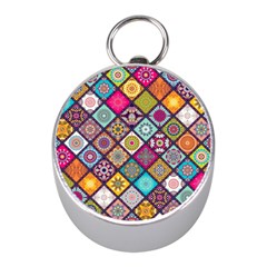 Pattern, Colorful, Floral, Patter, Texture, Tiles Mini Silver Compasses by nateshop