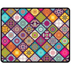 Pattern, Colorful, Floral, Patter, Texture, Tiles Two Sides Fleece Blanket (medium) by nateshop