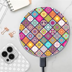 Pattern, Colorful, Floral, Patter, Texture, Tiles Wireless Fast Charger(white) by nateshop