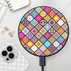 Pattern, Colorful, Floral, Patter, Texture, Tiles Wireless Fast Charger(black) by nateshop