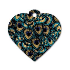 Peacock Feathers, Bird, Spirituality, Symbol, Spiritual, Dog Tag Heart (one Side) by nateshop