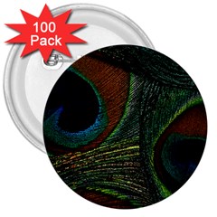 Peacock Feathers, Feathers, Peacock Nice 3  Buttons (100 Pack) 