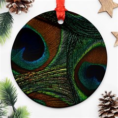 Peacock Feathers, Feathers, Peacock Nice Round Ornament (two Sides) by nateshop