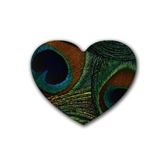 Peacock Feathers, Feathers, Peacock Nice Rubber Coaster (heart) by nateshop