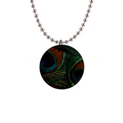 Peacock Feathers, Feathers, Peacock Nice 1  Button Necklace by nateshop