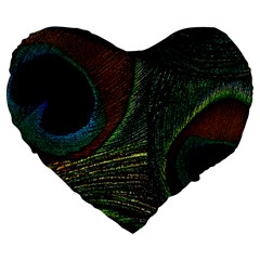 Peacock Feathers, Feathers, Peacock Nice Large 19  Premium Flano Heart Shape Cushions by nateshop