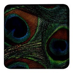 Peacock Feathers, Feathers, Peacock Nice Square Glass Fridge Magnet (4 Pack) by nateshop