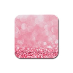 Pink Glitter Background Rubber Square Coaster (4 Pack) by nateshop