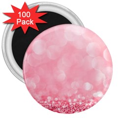 Pink Glitter Background 3  Magnets (100 Pack) by nateshop