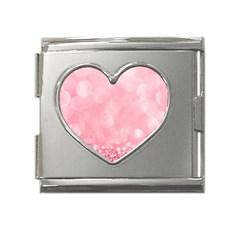 Pink Glitter Background Mega Link Heart Italian Charm (18mm)