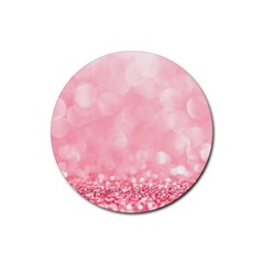 Pink Glitter Background Rubber Coaster (round) by nateshop