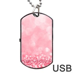 Pink Glitter Background Dog Tag Usb Flash (one Side) by nateshop