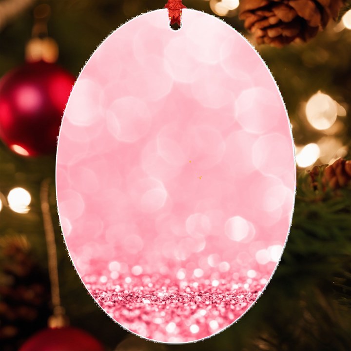 Pink Glitter Background UV Print Acrylic Ornament Oval