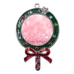 Pink Glitter Background Metal X mas Lollipop With Crystal Ornament by nateshop