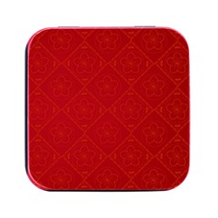 Red Chinese Background Chinese Patterns, Chinese Square Metal Box (black) by nateshop