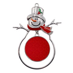 Red Chinese Background Chinese Patterns, Chinese Metal Snowman Ornament by nateshop